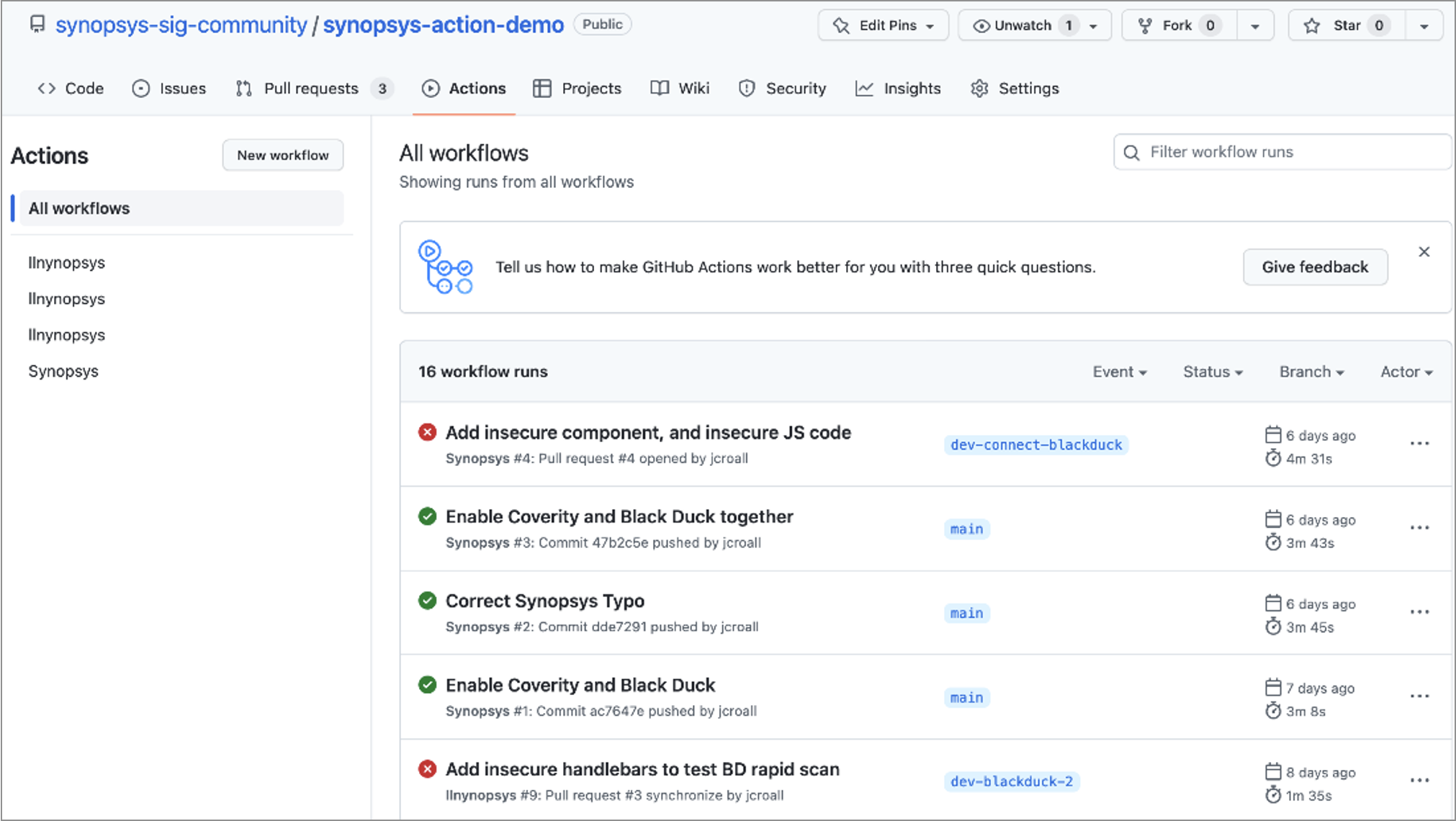 Synopsys Action: policy violations highlighted in GitHub | Synopsys