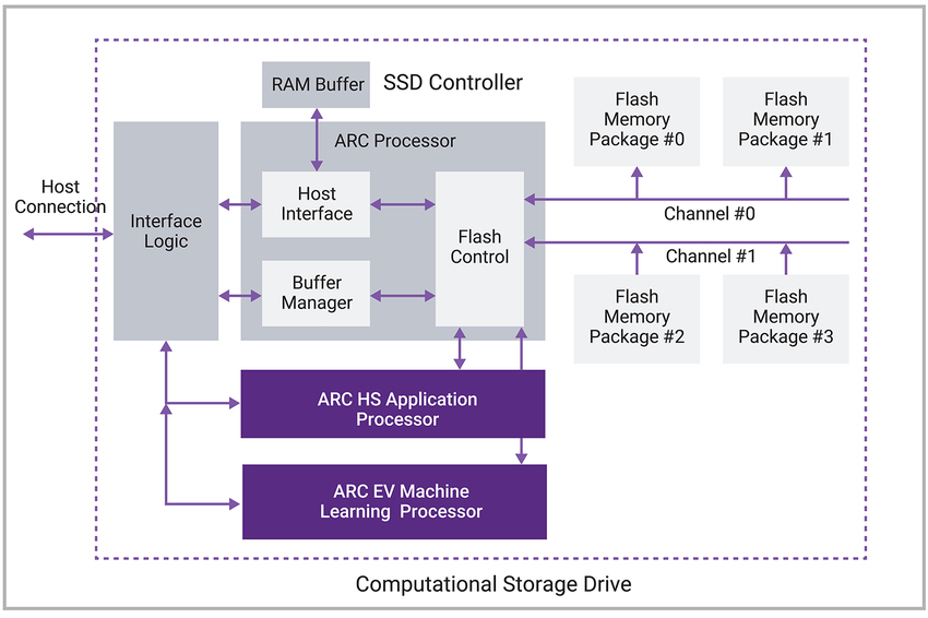 A computational storage drive can include multiple ARC processors for different functions