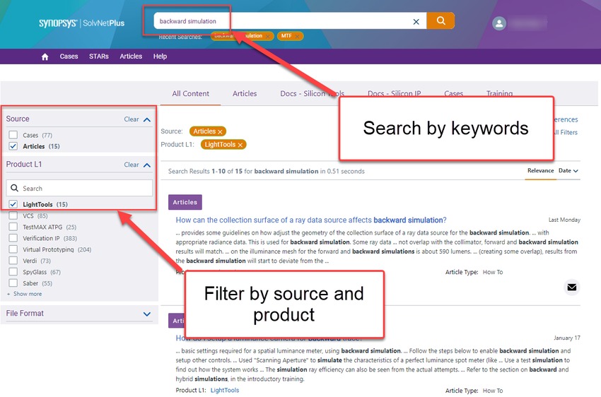 Searching SolvNetPlus With Filters | Synopsys