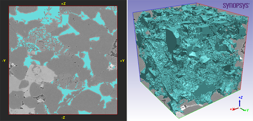 3D pore rendering of Berea sandstone in Simpleware ScanIP