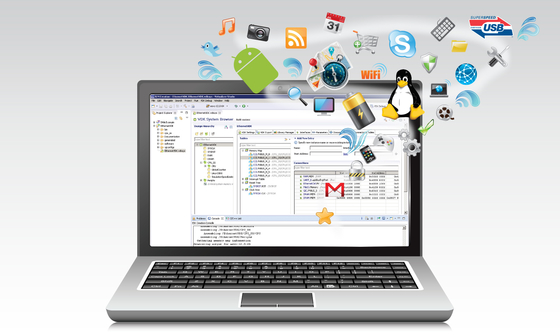 Open laptop showing Virtualizer software