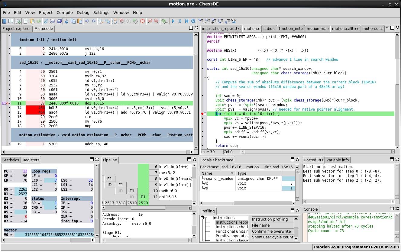 ASIP Programmer’s IDE (debug view)